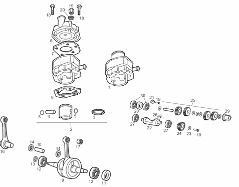 Arbre moteur - Cylindre - Piston