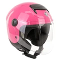 CASQUE JET ENFANT TUCANO EL'KID SIMPLE ECRAN UNI ROSE BRILLANT TAILLE UNIQUE YS à YL (49 à 54 cm - INCLUS 3 INTERIEUR DE CASQUE) (ECE 22.06)