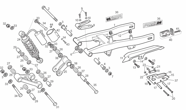 Fourche arriere - Amortisseur