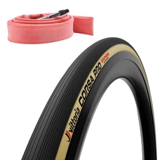 PNEU ROUTE 700 X 28 VITTORIA CORSA PRO NOIR/BEIGE GRAPHENE 2.0 TS (28-622) + CHAMBRE AIR LATEX - OFFRE SPECIALE