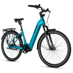VELO ELECTRIQUE/VAE VTC 29 LEADER FOX TERTIUM 2025 FEMME VERT CLAIR 8V SHIMANO NEXUS MOTEUR CENTRAL BAFANG M420 36V 80Nm BATTERIE 17,5Ah (18'' - H46cm - TAILLE M - POUR ADULTE DE 168cm à 178cm)