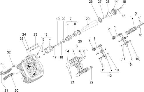 Distribution cylindre gauche (roller)