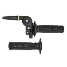 POIGNEE DE GAZ MOTO OFF ROAD DOMINO 2122 TIRAGE RAPIDE ALU NOIR AVEC REVETEMENT NOIR (MONOCABLE)