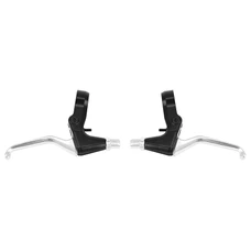 LEVIER DE FREIN VTT/VTC V-BRAKE 3 DOIGTS NEWTON ALU ARGENT/NOIR (PAIRE SUR CARTE)