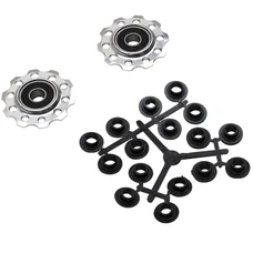 DERAILLEUR PULLEY- P2R  7/8 SPEED -ALUMINIUM-SILVER-ON BEARINGS 10 teeth (SET OF 2)