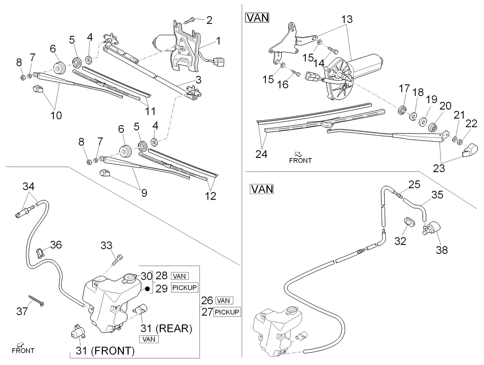 Essuie-glaces avant et arrière 
