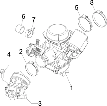 Carburateur complet - Raccord d'admission