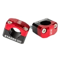 PONTET DE GUIDON UNIVERSEL STAGE 6 ALU CNC ADAPTATEUR DIAM 28,6 mm NOIR/ROUGE (PAIRE)