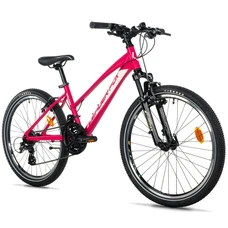 VELO MUSCULAIRE VTT 24 LEADER FOX SPIDER 2026 FILLE ROUGE 7V (TAILLE ENFANT 135 à 145 cm)