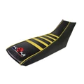 COUVRE/HOUSSE DE SELLE 50 A BOITE KRM PRO RIDE POUR DERBI 50 DRD X-TREME 2011>2017, DRD RACING 2005>2010, DRD EVO 2008>2010/GILERA 50 SMT 2011>2017 NOIR/JAUNE