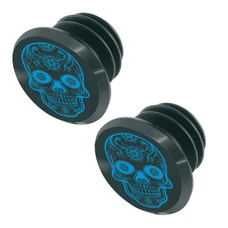 HANDLEBAR END PLUG - FOR MTB - SWITCH SKULL BLACK/BLUE (PER 2 ON CARD)
