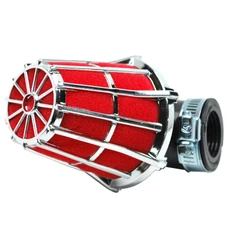 FILTRE A AIR REPLAY HEXAGONAL CHROME MOUSSE ROUGE FIXATION COUDE 90° DIAM 35/28