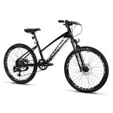 VELO MUSCULAIRE VTT 24 LEADER FOX CAPITAN 2025 FILLE NOIR / BLANC 8V (TAILLE ENFANT 135 à 145 cm) -MECANIQUE A DISQUE