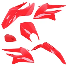 CARROSSERIE/CARENAGE 50 A BOITE ADAPTABLE DERBI 50 SENDA DRD 2011> ROUGE BRILLANT (KIT 6 PIECES)  -P2R-