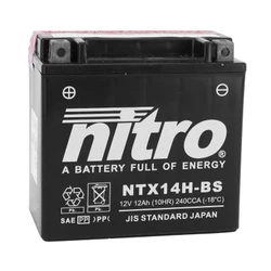 BATTERY 12V 12 Ah NTX14H-BS NITRO MF MAINTENANCE FREE WITH ACID PACK  (Lg150xL87xH145mm)