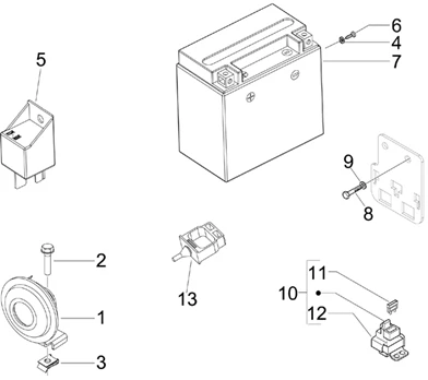Relais - Batterie - Avertisseur sonore
