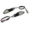 TURN SIGNAL (UNIVERSAL) REPLAY TRIANGLE TRANSPARENT/BLACK - SHORT -LEDS- -CEE APPROVED- (PAIR)  (L 69mm / H 24mm / Wd 20mm)
