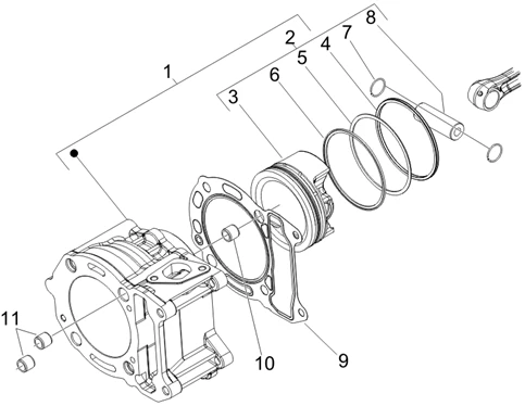 Groupe cylindre-piston-axe