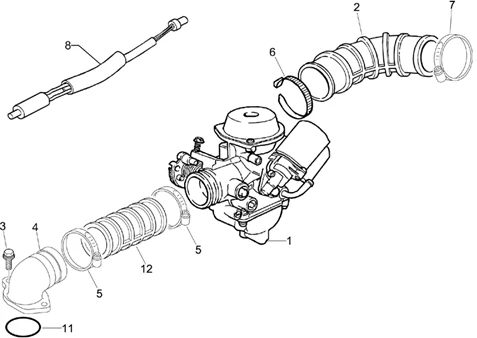 Carburateur complet - Raccord d'admission