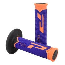 REVETEMENT POIGNEE PROGRIP MOTO OFF ROAD 788 TRIPLE DENSITE SPECIAL EDITION FLUO DESIGN ORANGE FLUO/BLEU/NOIR CLOSED END 115mm (CROSS/MX) (PAIRE)