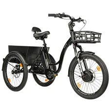 TRICYCLE ELECTRIQUE/VAE CITY LEADER FOX 24" CURTIS 2025 MIXTE NOIR BRILLANT 8V SHIMANO NEXUS MOTEUR ROUE AV BAFANG 36V 45Nm BATTERIE 17,4Ah FREIN ET RETROPEDALAGE