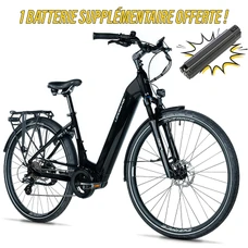 VELO ELECTRIQUE/VAE CITY 28 LEADER FOX SAGA 2026 MIXTE NOIR BRILLANT 8V MOTEUR CENTRAL BAFANG M300 36V 80Nm BATTERIE 15Ah (20'' - H52cm - TAILLE L - POUR ADULTE DE 178cm à 185cm)