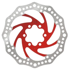 DISQUE DE FREIN TROTTINETTE 6 TROUS DIAM 140mm ARGENT/ROUGE (WAVES)  -SELECTION P2R-