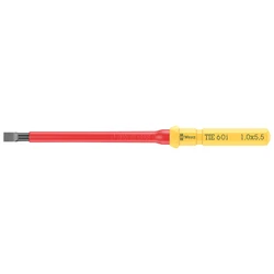 EMBOUTS/LAMES INTERCHANGEABLES ISOLE WERA KOMPAKT VDE 60 A FENTE/PLAT 1x5,5x157 mm JAUNE/ROUGE (VENDU A L'UNITE)  -MARQUE ALLEMANDE POUR LES ATELIERS-