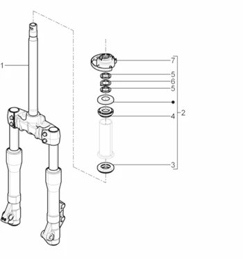 Fourche/tube direction - Ensemble butée dir.