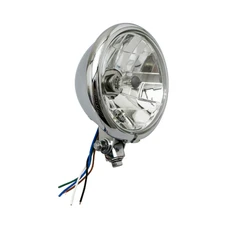 PHARE/OPTIQUE MOTO AVOC VINTAGE DIAM 130 mm CUVELAGE OPTIQUE LISSE LAMPE H4 60/55W + FEU DE POSITION CHROME  (HOMOLOGUE CE)