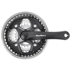 PEDALIER VTT SUNRACE 7/8V. FCM51 ACIER NOIR 152mm 42-34-24 AVEC PARE CHAINE
