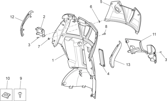 Carrosserie av. - Tablier interne