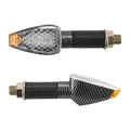 TURN SIGNAL (UNIVERSAL) REPLAY MINI PYRAMID -LEDS- TRANSPARENT/CARBON WITH INDICATOR- -CEE APPROVED- (PAIR) (L 68mm / H 27mm / Wd 30mm)