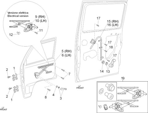 Lève-vitre avant et arrière