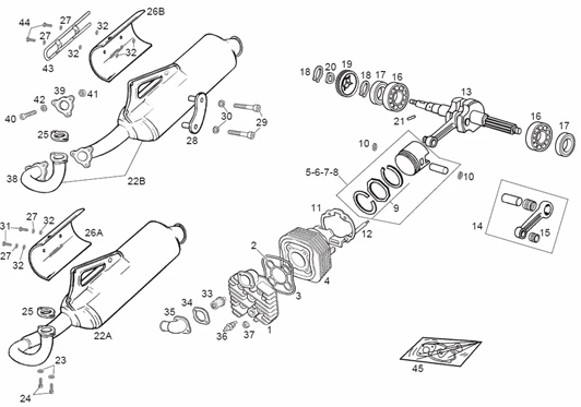 Arbre moteur - Cylindre - Piston