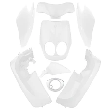 CARROSSERIE/CARENAGE SCOOT ADAPTABLE MBK 50 OVETTO 2011> COMPTEUR DIGITAL/YAMAHA 50 NEOS 2011> COMPTEUR DIGITAL BLANC BRILLANT (KIT 8 PIECES) -P2R