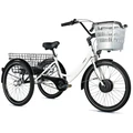 TRICYCLE ELECTRIQUE/VAE CITY LEADER FOX 24" BORMIO 2025 MIXTE BLANC BRILLANT 3V SHIMANO NEXUS MOTEUR ROUE AV BAFANG 36V 45Nm BATTERIE 14,4Ah (LARGEUR HORS TOUT 81cm)