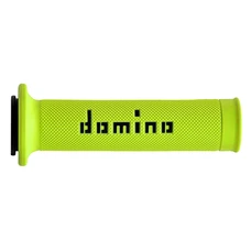 REVETEMENT POIGNEE DOMINO MOTO ON ROAD A010 JAUNE FLUO/NOIR OPEN END 120-125mm (PAIRE)