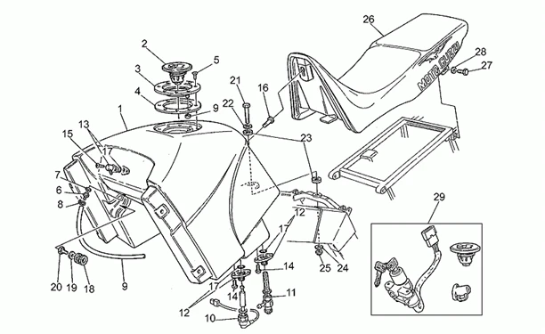 Réservoir carburant-selle