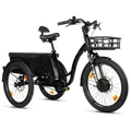 TRICYCLE ELECTRIQUE/VAE CITY LEADER FOX 24" CURTIS X 2025 MIXTE NOIR BRILLANT 8V SHIMANO NEXUS MOTEUR ROUE AV BAFANG 36V 45Nm BATTERIE 16,7Ah (LARGEUR HORS TOUT 75cm, DEBATTEMENT 50mm) -HOUSSE PLUIE