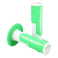 GRIP- PROGRIP OFF ROAD 801 DUAL DENSITY - FLUO DESIGN WHITE/GREEN 115mm (PAIR) (CROSS/MX)