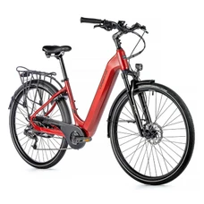 VELO ELECTRIQUE/VAE CITY 28 LEADER FOX NARA MIXTE ROUGE 7V MOTEUR ROUE AR BAFANG 36V 45Nm BATTERIE 15Ah (16,5'' - H43cm - TAILLE S - POUR ADULTE DE 158cm à 168cm)