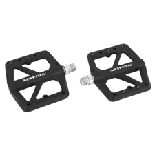 PEDALE VTT PLATEFORME DESCENTE / BMX NEWTON NOIR FIBRE AXE ALU FILETAGE 9/16 AVEC PICOTS INTERCHANGEABLES (PAIRE)