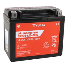 BATTERIE 12V 8 Ah STR12-BS YUASA SCOOTER SANS ENTRETIEN LIVREE AVEC PACK ACIDE (Lg150xL87xH105mm) (EQUIVALENT YTX12-BS  - CCA 135)