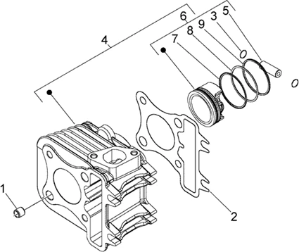 Ensemble cylindre-piston-axe de piston