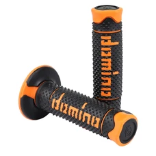 REVETEMENT POIGNEE DOMINO MOTO OFF ROAD A260 NOIR/ORANGE CLOSED END 120mm (PAIRE)