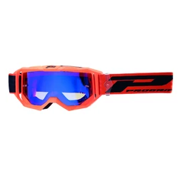 MASQUE/LUNETTES CROSS PROGRIP 3300 FL VISION GO MULTILAYERED ORANGE FLUO MAT ECRAN MIROIR BLEU ANTI-RAYURES/ANTI U.V./ANTI-BUEE (HOMOLOGUE CE-EN-N- AC-96025 REV.2)