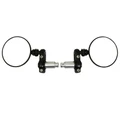 MIRROR FOR MOTORBIKE AVOC MILWAUK ROUND (BAR END MIRROR) RIGHT/LEFT - ALUMINIUM BLACK 103mm CHROMED Ø 8 + 2 REDUCERS M10 (PAIR)
