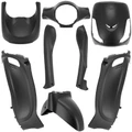 CARROSSERIE/CARENAGE SCOOT ADAPTABLE SYM 50 FIDDLE 2 4T 2011>2021, SYM 125 FIDDLE 2 2010>2014 NOIR MAT (KIT 8 PIECES)  -P2R-