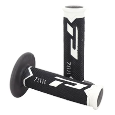 REVETEMENT POIGNEE PROGRIP MOTO OFF ROAD 788 TRIPLE DENSITE BASE BLANC/NOIR/TITANE CLOSED END 115mm (CROSS/MX) (PAIRE)